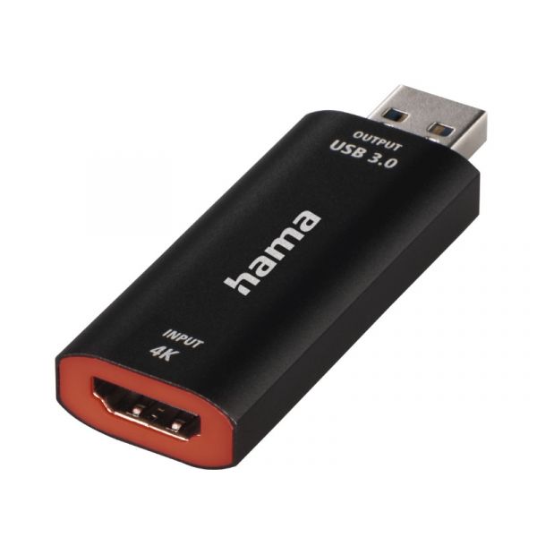 Hama Video Rögzítő Adapter, USB - HDMI, 4K, fekete (74257)